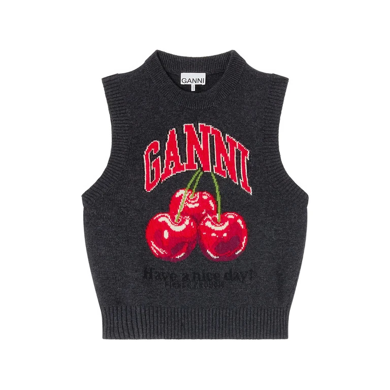 Cherry-embroidered Top
