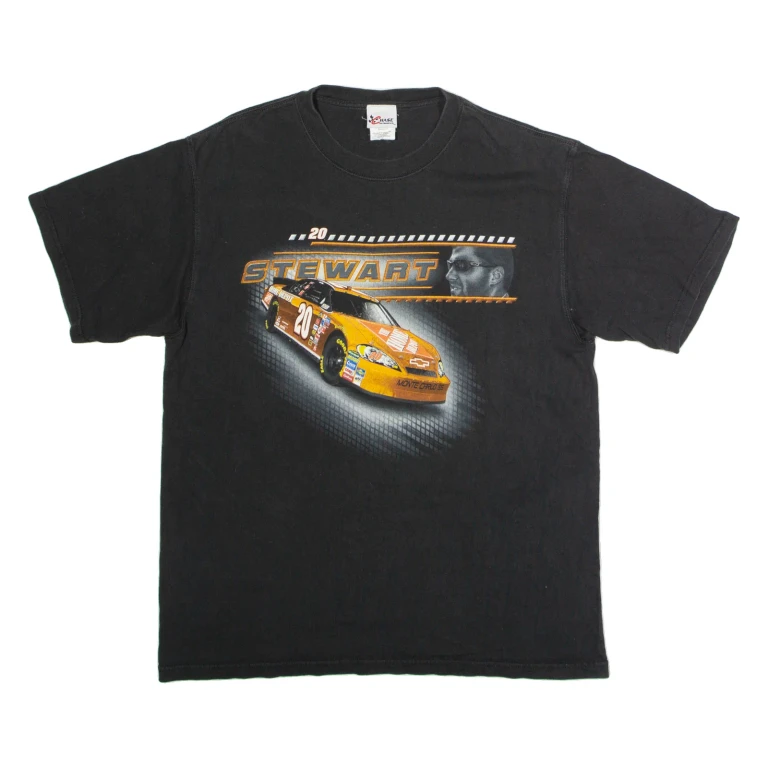 CHASE AUTHENTICS Tony Stewart #20 NASCAR Racing Mens T-Shirt Black USA L