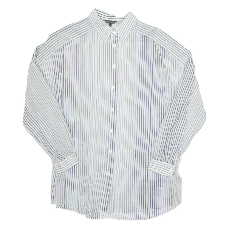 Sheer Womens Printed Blouse Grey Long Sleeve Striped M