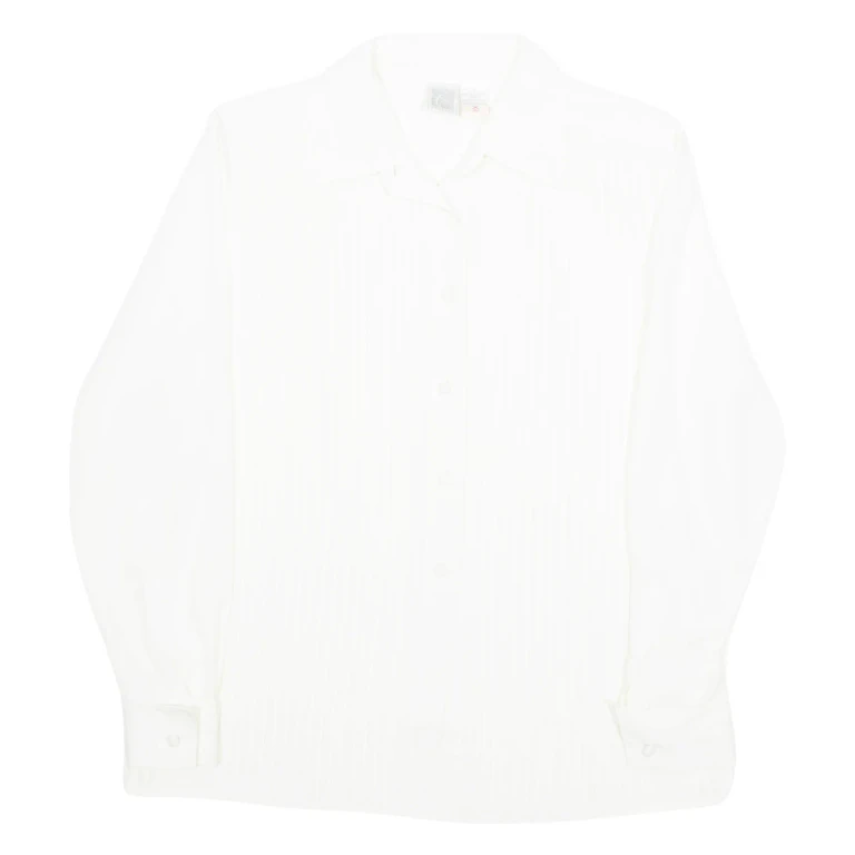 C.L.E.O Womens Blouse Cream Collared Long Sleeve M
