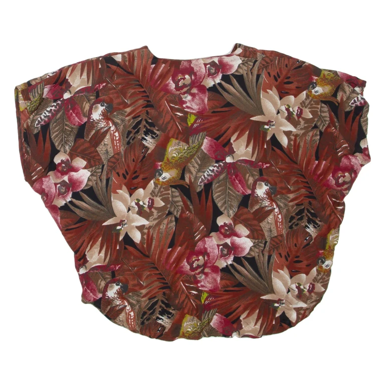 Womens Printed Blouse Maroon Floral XL