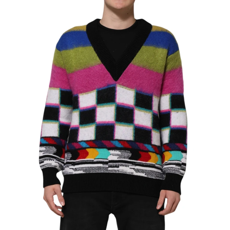 Dolce & Gabbana Multicolor Glitch Design Pullover Sweater Clothing - Men