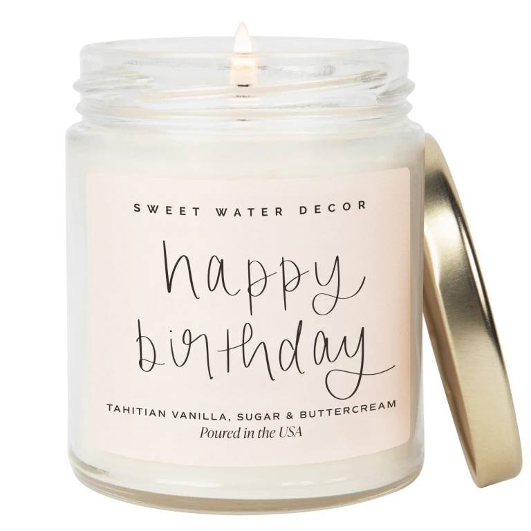 Happy Birthday Soy Candle - Clear Jar - 9 oz