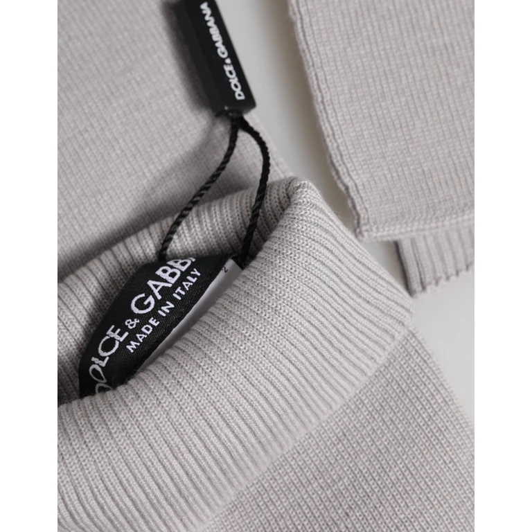 Gray Virgin Wool Knitted Fingerless Men Gloves - Men