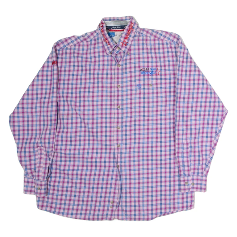 WRANGLER Mens Shirt Pink Check Long Sleeve M