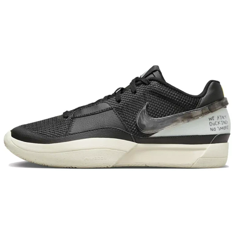 Men's Ja 1 "Fly" - Black/Light Silver-Coconut Milk "We Ain'T Ducking No Smoke" Sneakers