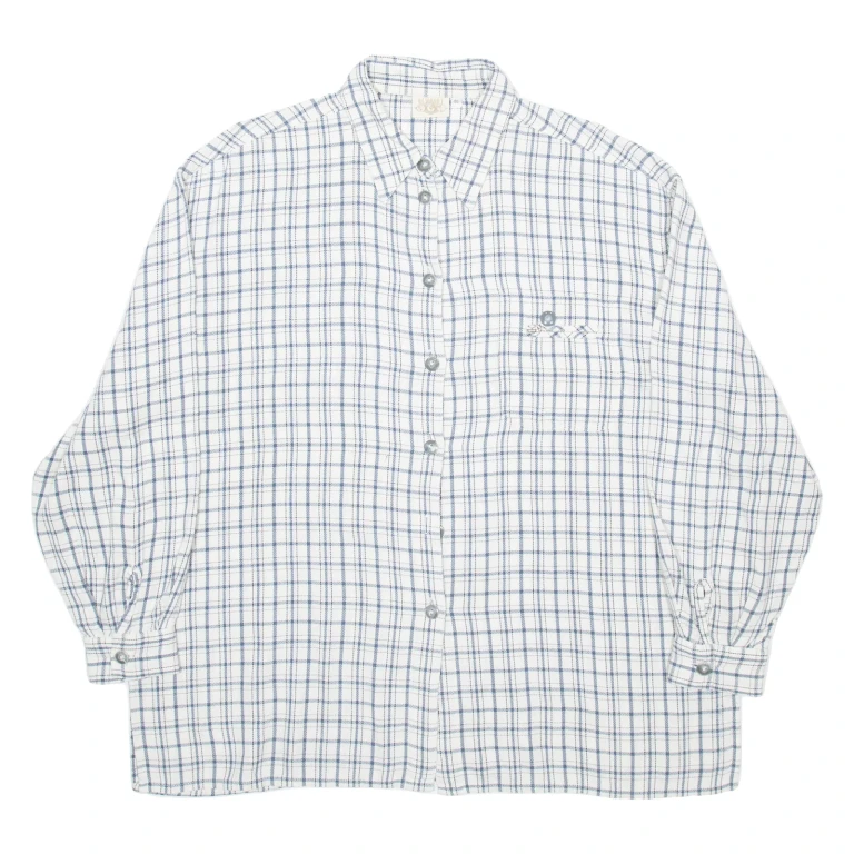 NEWPORT Mens Shirt White Check Long Sleeve 2XL