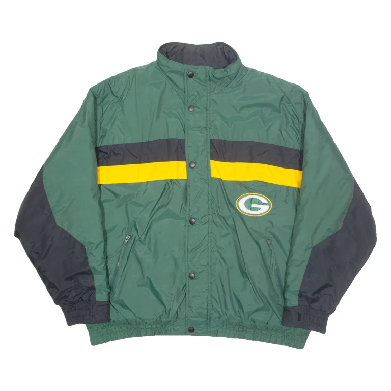 NFL Green Bay Packers Mens Varsity Coat Green Nylon USA 2XL