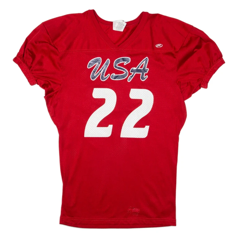 RAWLINGS Mens Jersey Red USA V-Neck Nylon M