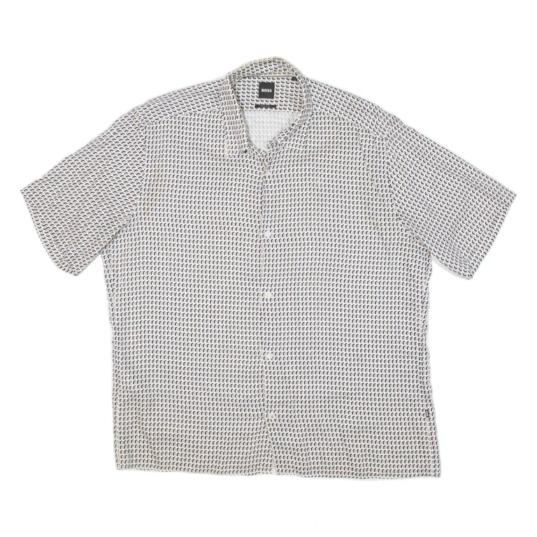 BOSS Mens Shirt Beige Crazy Pattern L