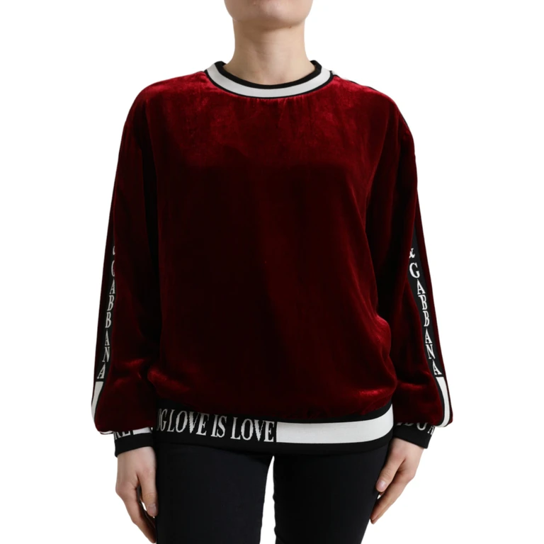 Dolce & Gabbana Bordeaux Velvet Crew Neck Pullover Sweater Viscose Clothing - Women