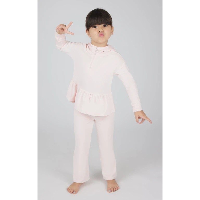 Toddler Girls Velour Hoodie Jacket & Flare Pant & Scrunchie Set