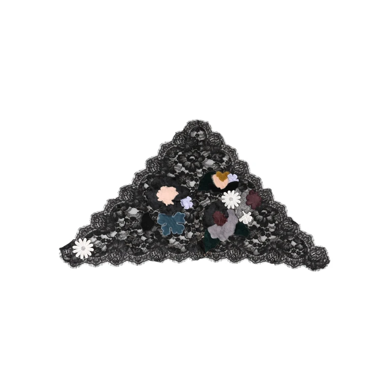 Dolce & Gabbana Black Lace Floral Applique Cotton Veil Hat Nylon - Women