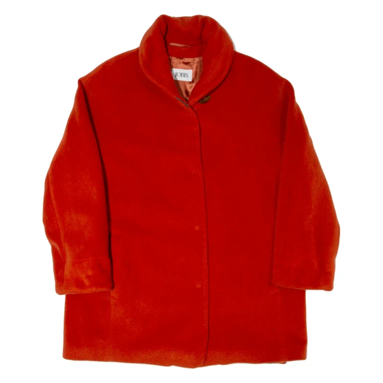 JOBIS Womens Overcoat Coat Orange Wool 90s L