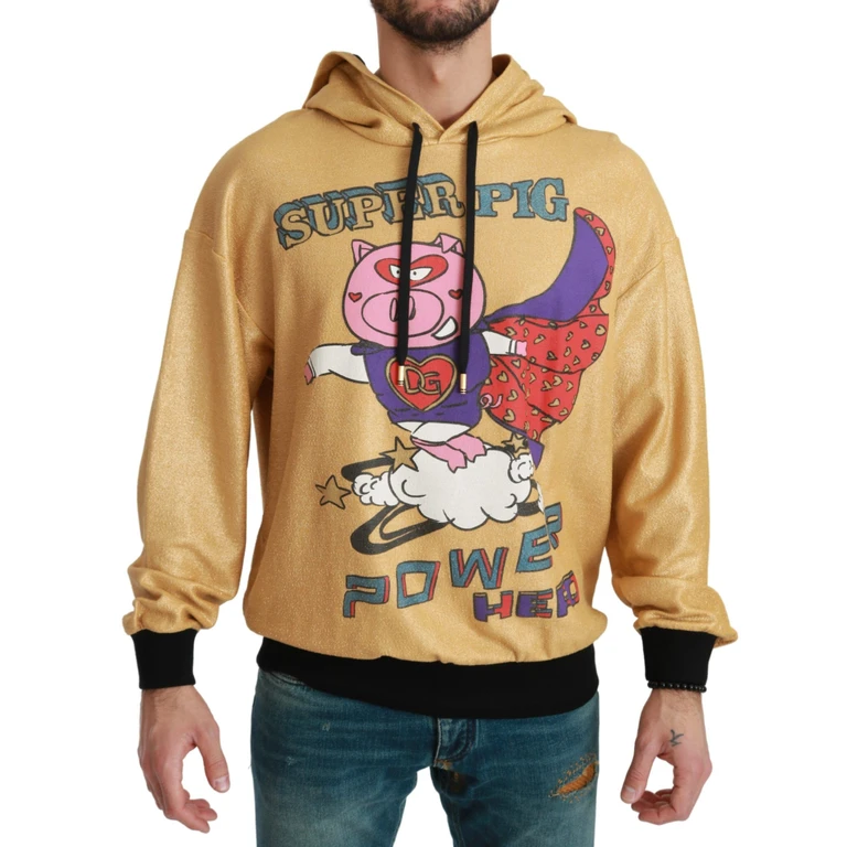 Dolce & Gabbana Gold Pig Of The Year Hooded Sweater Cotton Clothing - Men