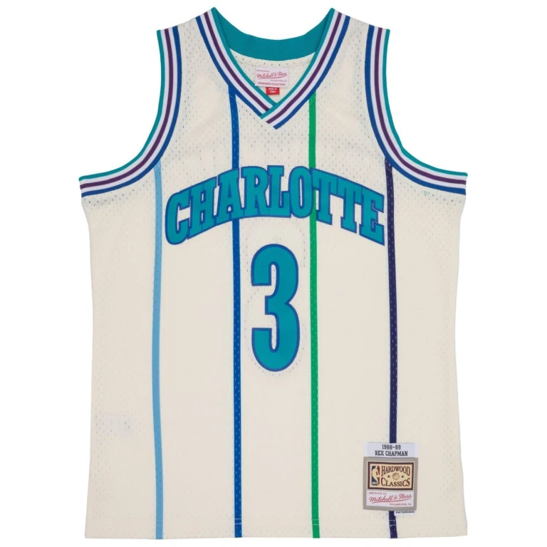 Men's Cream Team Color Swingman Jersey Hornets 1988 Rex Chapman Jerseys