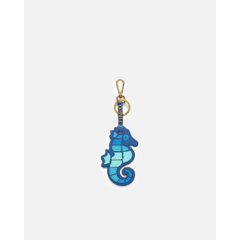 Pinko - Breloque hippocampe en similicuir bleu