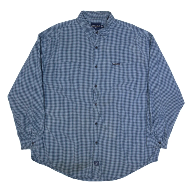 NAUTICA Mens Shirt Blue Check Long Sleeve XL