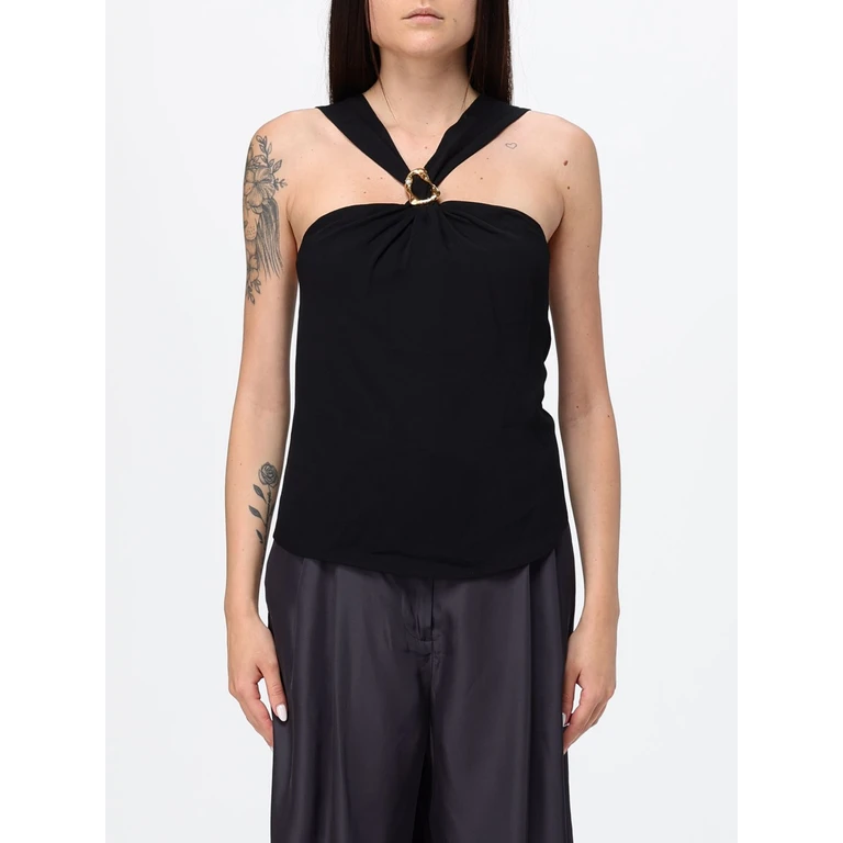Criss-Cross Silk Blend Evening Top with Ring Detail (14885MYTOP8007)