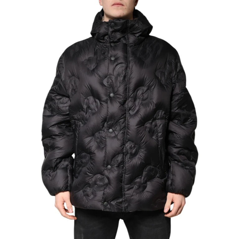 Dolce & Gabbana Black Hooded Parka Coat Winter Jacket Nylon Clothing - Men