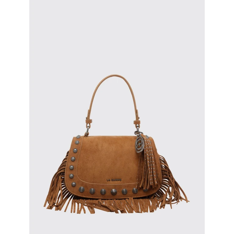 Aztec Studded and Fringed Suede Shoulder Bag (161PFG473SUECOT)