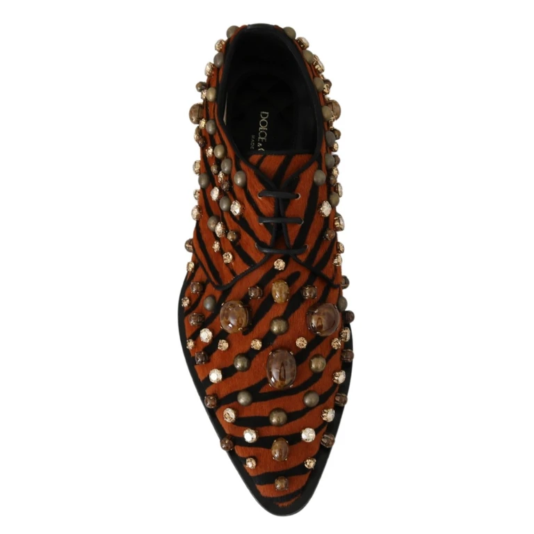 Orange Pony Hair Crystal Dress Broque Shoes - Women