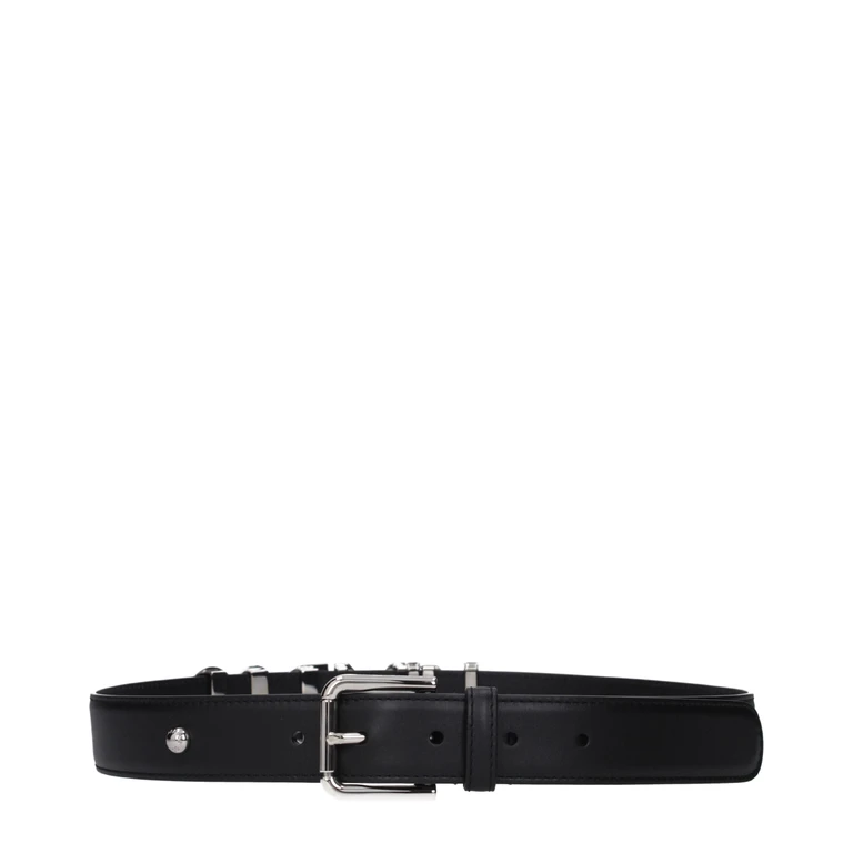 Black Leather Regular Belt - Women