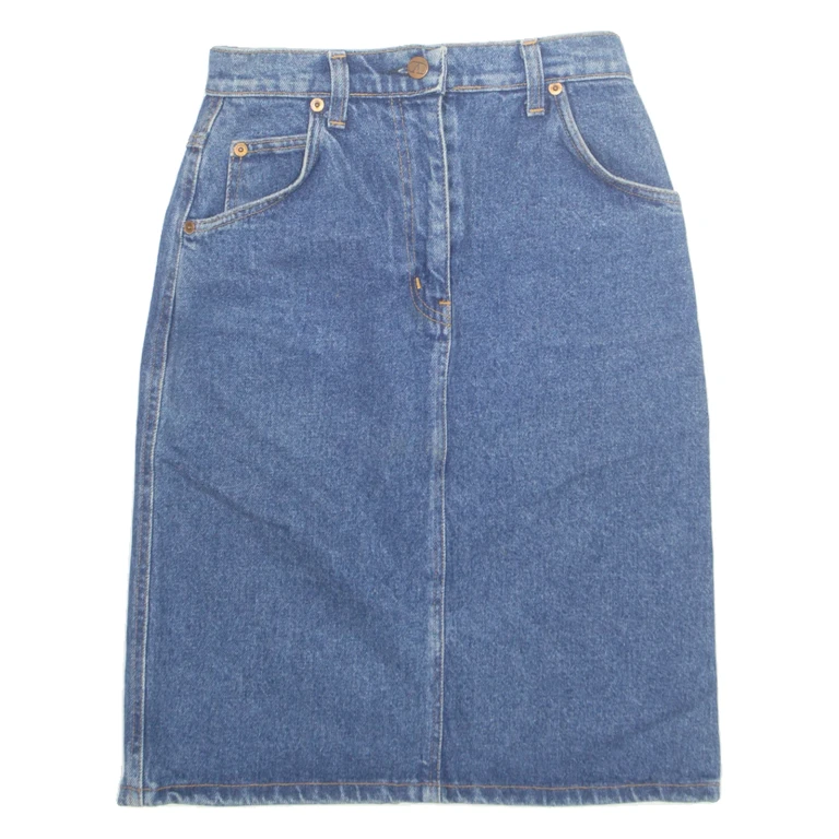 VALENTINO Womens Straight Skirt Blue Knee Length 90s Denim S