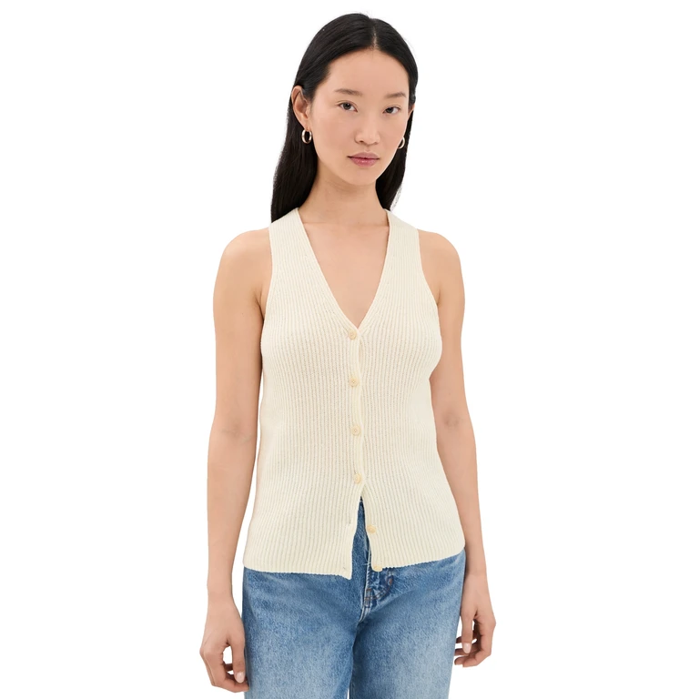 Theory Full Cardigan Vest Ivory - C05 M