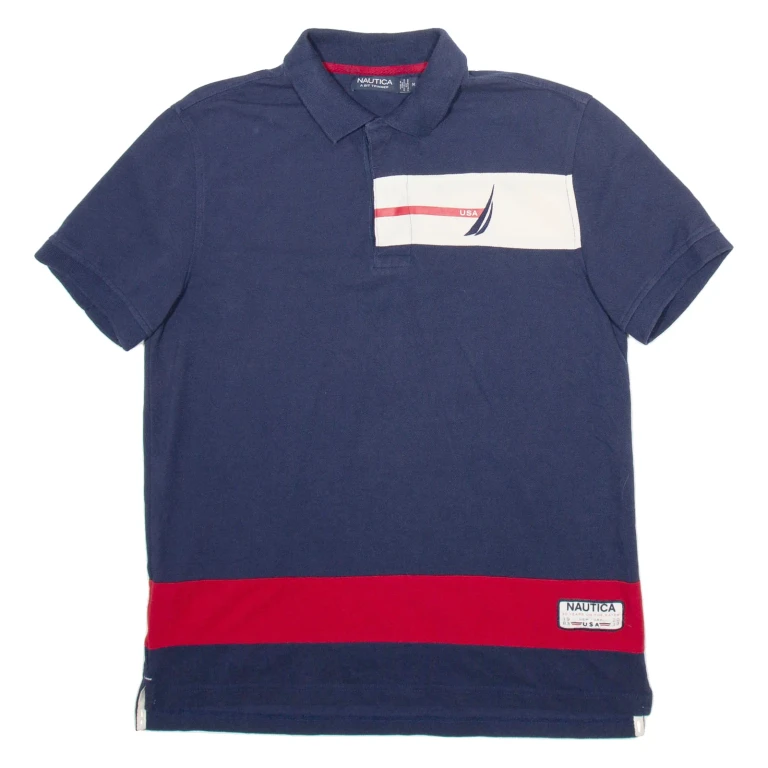 NAUTICA Mens Polo Shirt Blue Short Sleeve M