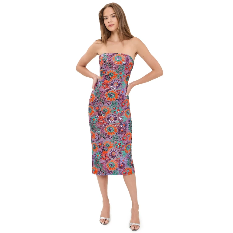 Ramy Brook Bonnie Dress Coral Sequin Combo 0