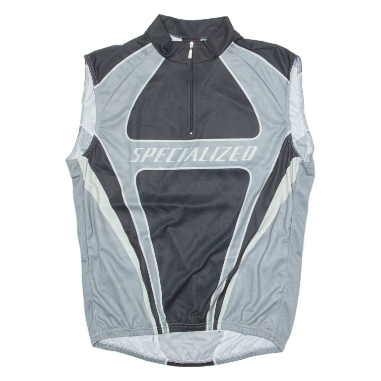 SPECIALIZED Cycling Mens Jersey Grey Sleeveless 1/4 Zip 3XL