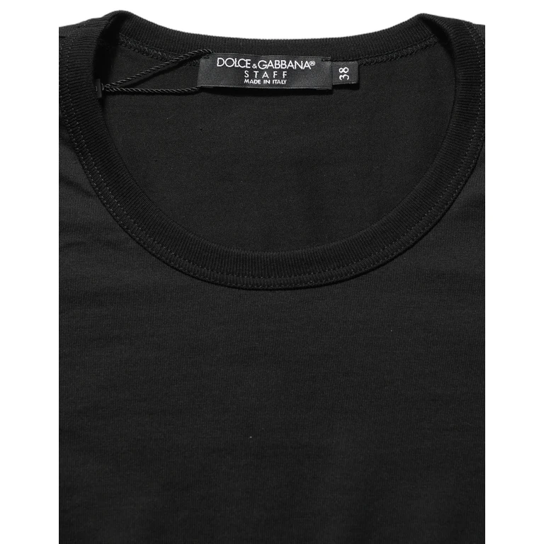 Dolce & Gabbana Black Cotton Round Neck Short Sleeve T-Shirt - Women