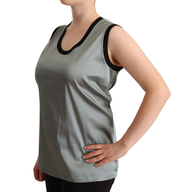 Dolce & Gabbana Silver Round Neck Sleeveless Casual Tank Top Acetate - Women
