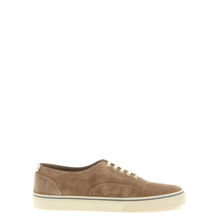Beige Calfskin Low Top Sneakers - Men