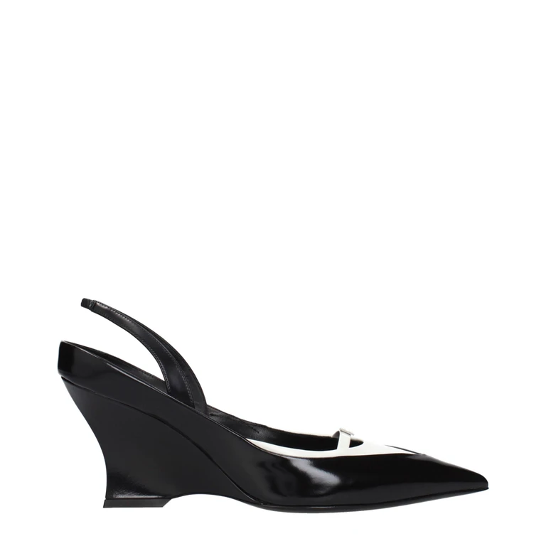 Givenchy Black Leather Wedge Sandals - Women