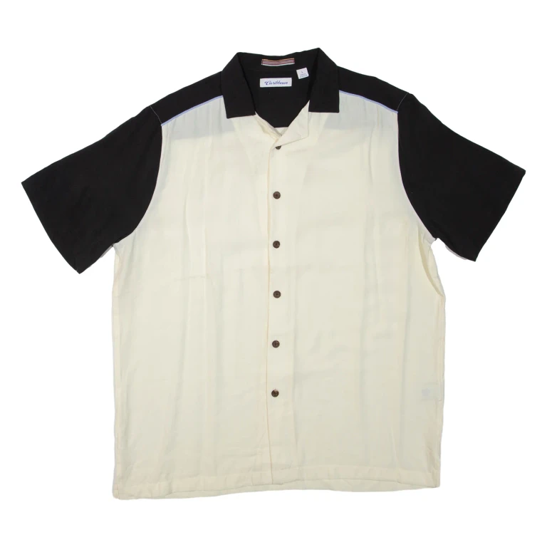 CARIBBEAN Mens Plain Shirt Cream L