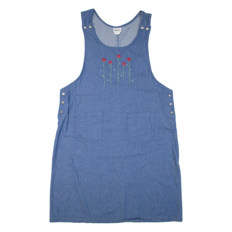 BONWORTH Womens Day Dress Blue Denim Floral Sleeveless Knee Length XL