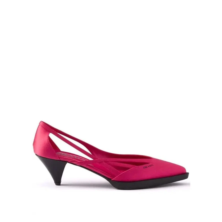 Multicolor Silk Mid Heel Pumps - Women
