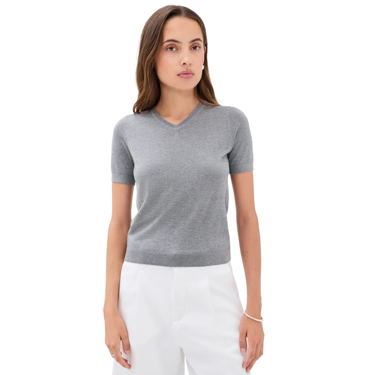 Renggli Silk Cashmere Blend Knit Tee Pebble XL