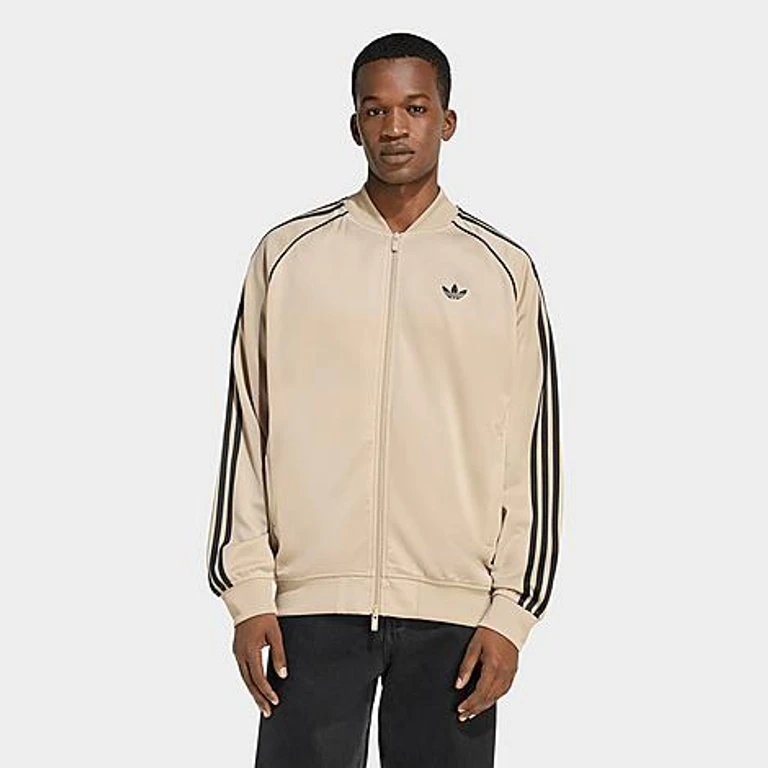 adidas Men's Originals adicolor Classics SST Loose Track Jacket in Stone Khaki/Black Size: XS