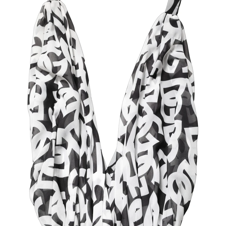Dolce & Gabbana Black White Logo Sleeveless Floor Length Maxi Dress And Polyester - Women