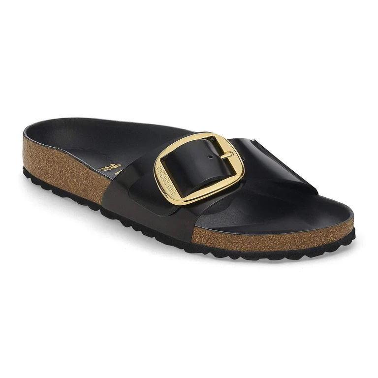 Unisex Madrid Big Buckle High-Shine Black