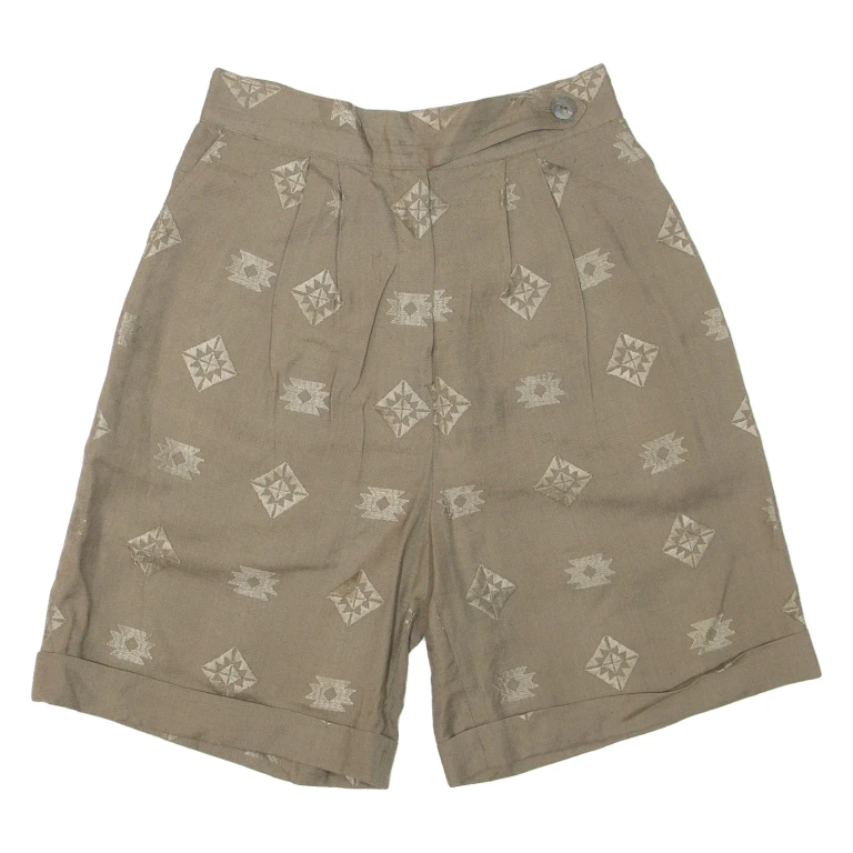 JACQUES FATH Pleated Womens Casual Shorts Green Relaxed 90s XS W26