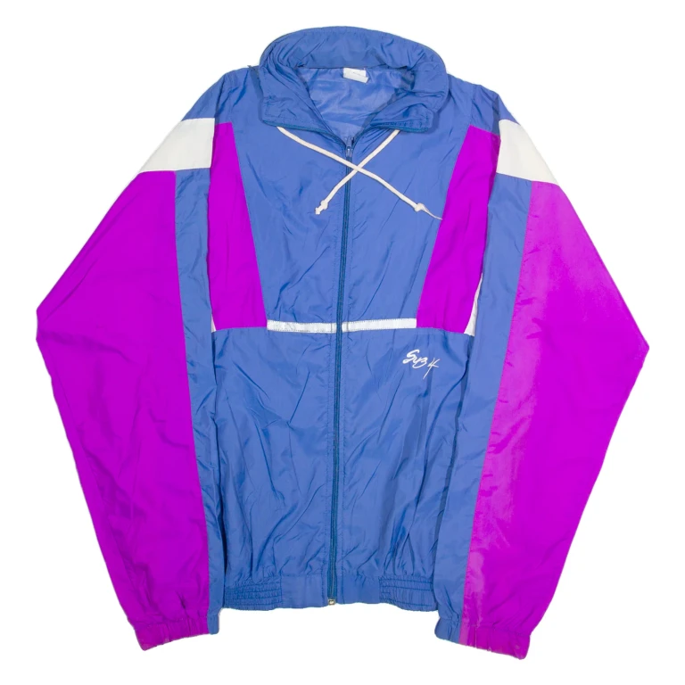 SUBY4 Mens Track Jacket Blue Nylon L