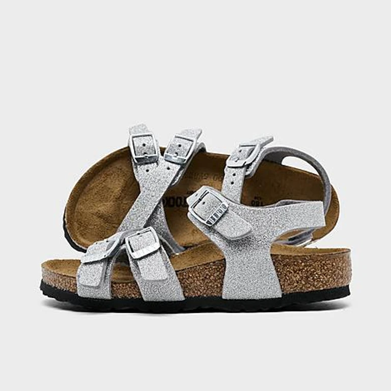 Girls' Toddler Kumba Sandals in Silver Shiny Glitter Size: 24
