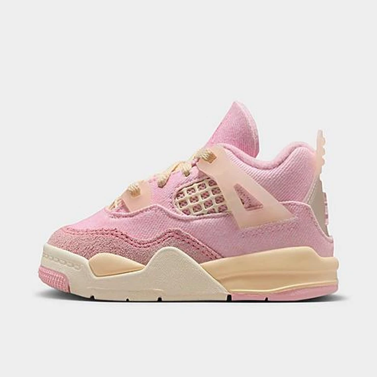 Jordan Kids Toddler Air Retro 4 Textile Basketball Shoes in Pearl Pink/Iced Carmine/Coconut Milk Size: 4.0