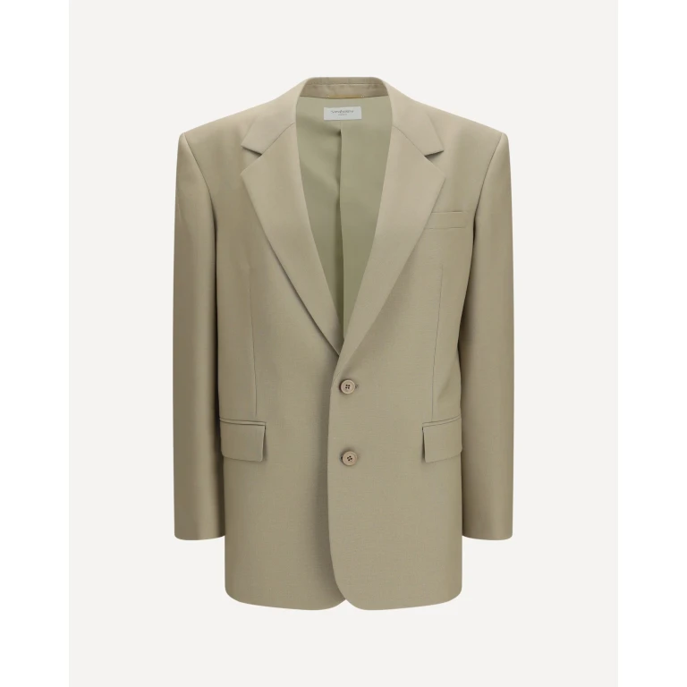 SAINT LAURENT Chaqueta de botonadura sencilla en lana y seda