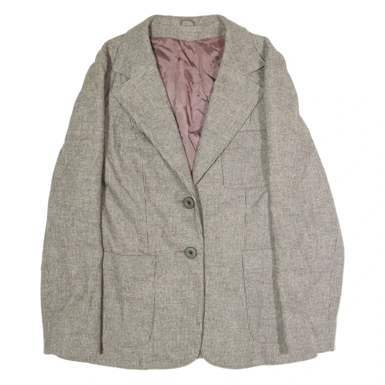 CHARLES VOGELE Womens Blazer Jacket Grey Wool 90s Houndstooth UK 18