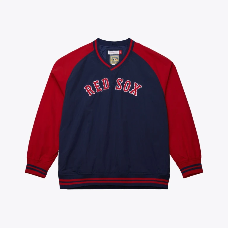 Men's MLB Nylon Pullover Jacket Vintage Logo Red Sox Pullovers